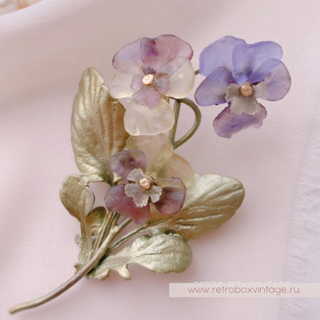 MICHAEL MICHAUD Брошь «Анютины глазки: три цветка» коллекция "Фиалки"