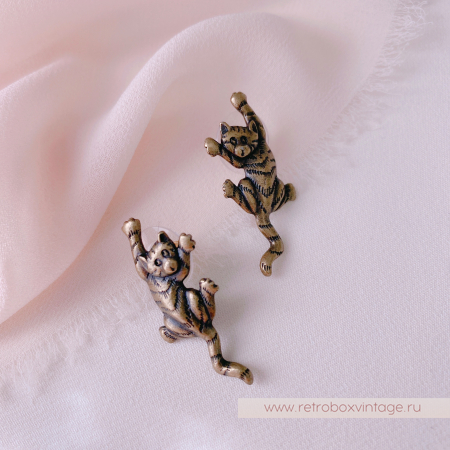 JJ / JONET JEWELRY Серьги-пусеты «Котик-озорник: бронза» JJ / JONET JEWELRY Серьги-пусеты «Котик-озорник: бронза»