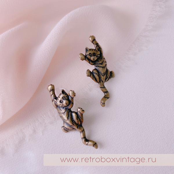 JJ / JONET JEWELRY Серьги-пусеты «Котик-озорник: бронза» JJ / JONET JEWELRY Серьги-пусеты «Котик-озорник: бронза»