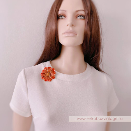 ERWIN PEARL Брошь «Цветок золотисто-красного анемона»