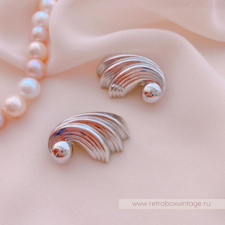 MONET Клипсы «Серебристые завитки»