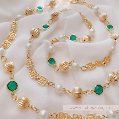 Нить безелей с жемчугом «Изумрундия» NO NAME 