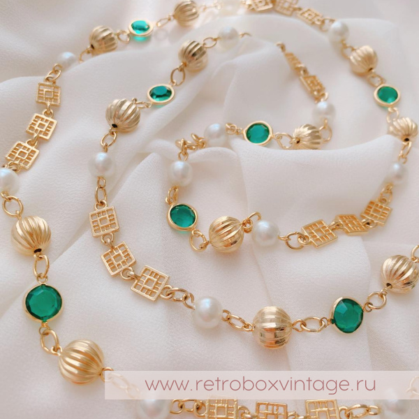 NO NAME Нить безелей с жемчугом «Изумрундия»