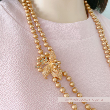 CAROLEE Ожерелье с брошью «Жемчужное золото и золотой цветок»