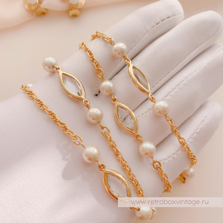 TRIFARI Комплект «Жемчужный: ожерелье и клипсы»