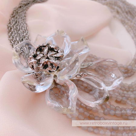 ALEXIS BITTAR Ожерелье с серым агатом «Цветок таинственного сада Jardin Mistere»