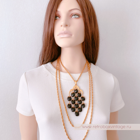 TRIFARI Ожерелье «Водопад: черный в золоте»