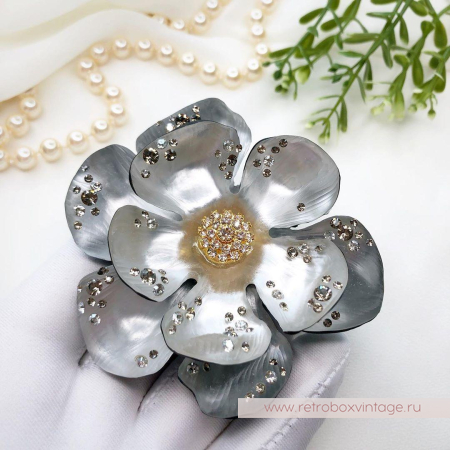 ALEXIS BITTAR Брошь «Лунный серебристый цветок»