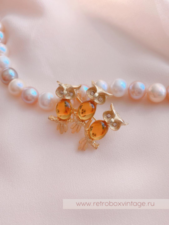 JJ/JONET JEWELRY Брошь «Солнечные совушки»