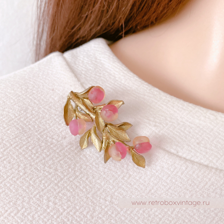 MICHAEL MICHAUD Брошь "Веточка с персиками"