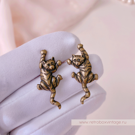 JJ / JONET JEWELRY Серьги-пусеты «Котик-озорник: бронза» JJ / JONET JEWELRY Серьги-пусеты «Котик-озорник: бронза»