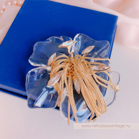 ALEXIS BITTAR Брошь «Орхидея Офелия - цветок воды» с цепочками