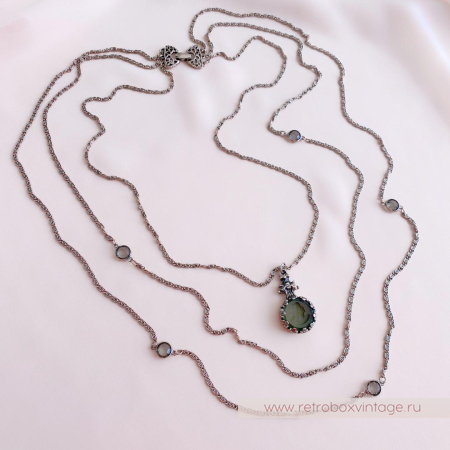 GOLDETTE Ожерелье «Афродита: дымчатая инталия в серебре»