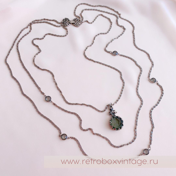 GOLDETTE Ожерелье «Афродита: дымчатая инталия в серебре»