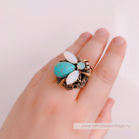 SWEET ROMANCE Кольцо «Пастельная пчелка: бирюза»