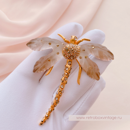 ALEXIS BITTAR Брошь "Бежевая стрекоза"