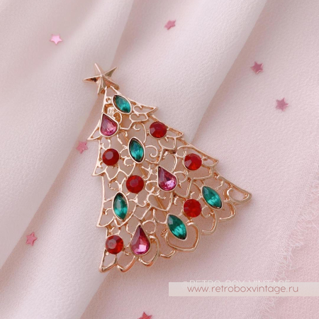 MONET Брошь «Кристальная елочка»