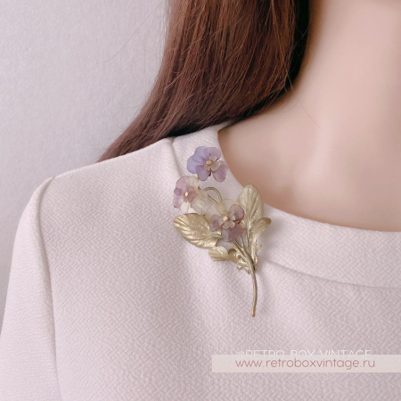 MICHAEL MICHAUD Брошь «Анютины глазки: три цветка» коллекция "Фиалки"