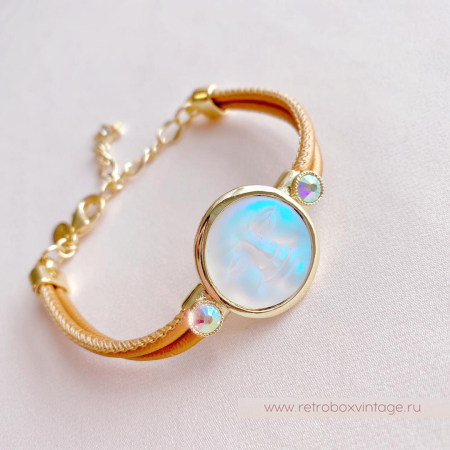 KIRKS FOLLY Браслет «Лунный свет: светлая в золоте на кожаном ремешке»