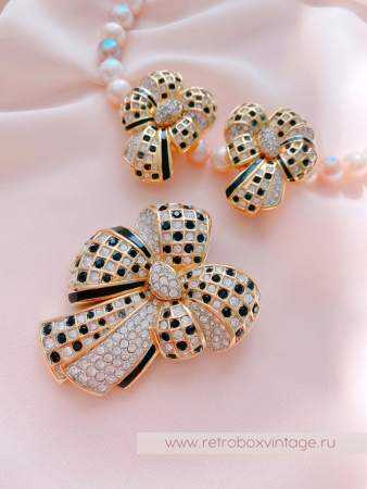 SWAROVSKI Брошь «Кристальный шахматный бант»
