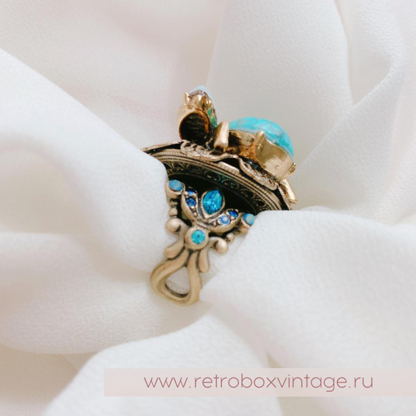 SWEET ROMANCE Кольцо «Пастельная пчелка: бирюза»