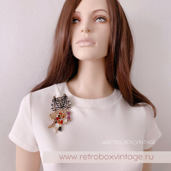 RITZY COUTURE Брошь-кулон «Королева шоппинга: золото»