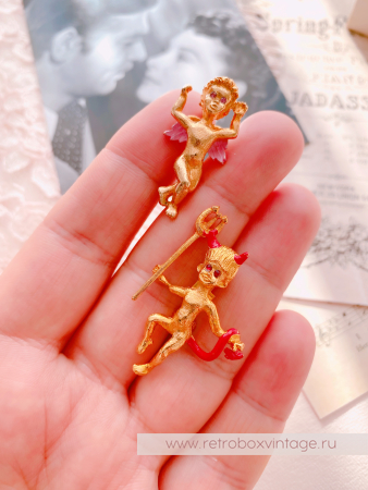 MOOD PINS Броши парные "Ангел и демон"