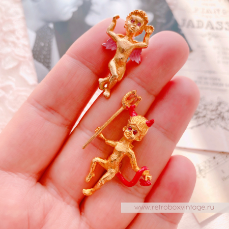 MOOD PINS Броши парные "Ангел и демон"