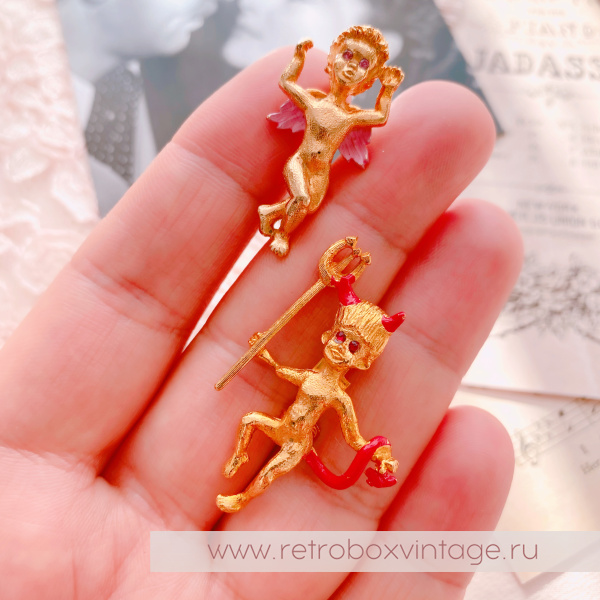 MOOD PINS Броши парные "Ангел и демон"