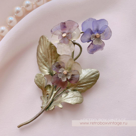 MICHAEL MICHAUD Брошь «Анютины глазки: три цветка» коллекция "Фиалки"