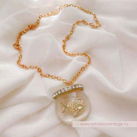 CASTLECLIFF Кулон на цепочке «Золотая рыбка в аквариуме»