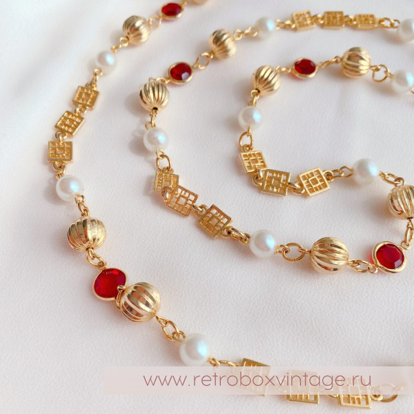 NO NAME Ожерелье «Рубиния: нить безелей с жемчугом»