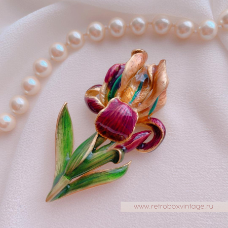 MFA Комплект «Фиолетовый ирис» брошь и клипсы (стерлинг)