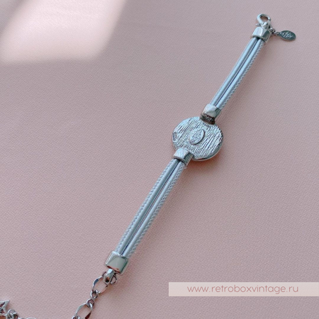 KIRKS FOLLY Браслет «Лунный свет: персиковая в серебре на кожаном ремешке»