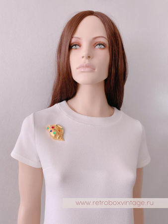 JJ / JONET JEWELRY / PARKLANE Брошь «Радужная ракушка с цветными кабошонами»