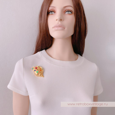 JJ / JONET JEWELRY / PARKLANE Брошь «Радужная ракушка с цветными кабошонами» JJ / JONET JEWELRY / PARKLANE Брошь «Радужная ракушка с цветными кабошонами»