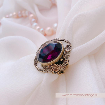 SWEET ROMANCE Кольцо «Одетта: фиолетовый аметист в бронзе» (уценка)