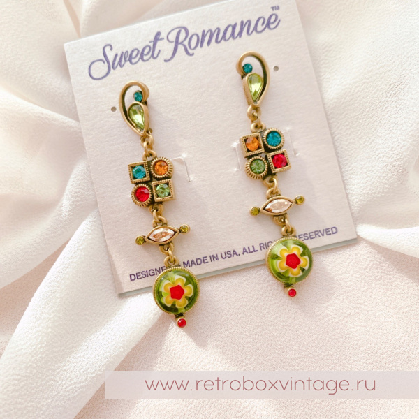 SWEET ROMANCE Серьги "Цветущий луг: зеленый" муранское стекло