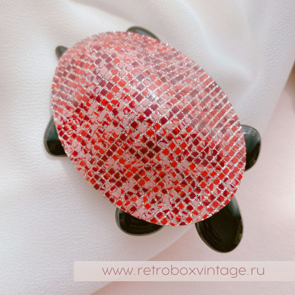 LEA STEIN Брошь «Черепаха: розово-пурпурная мозаика»