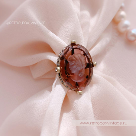 SWEET ROMANCE Кольцо «Богиня с инталией: аметист в бронзе» размер 8