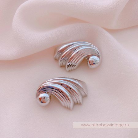 MONET Клипсы «Серебристые завитки»