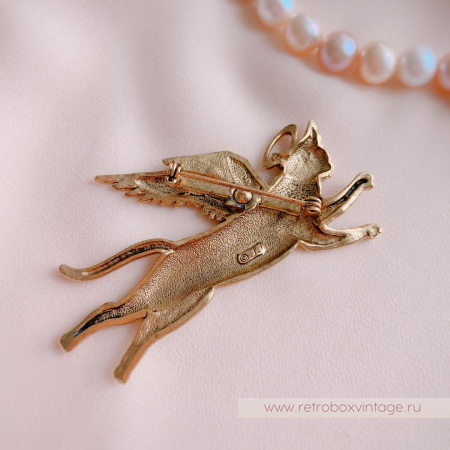 JJ / JONET JEWELRY Брошь «Котик-ангел: золото»