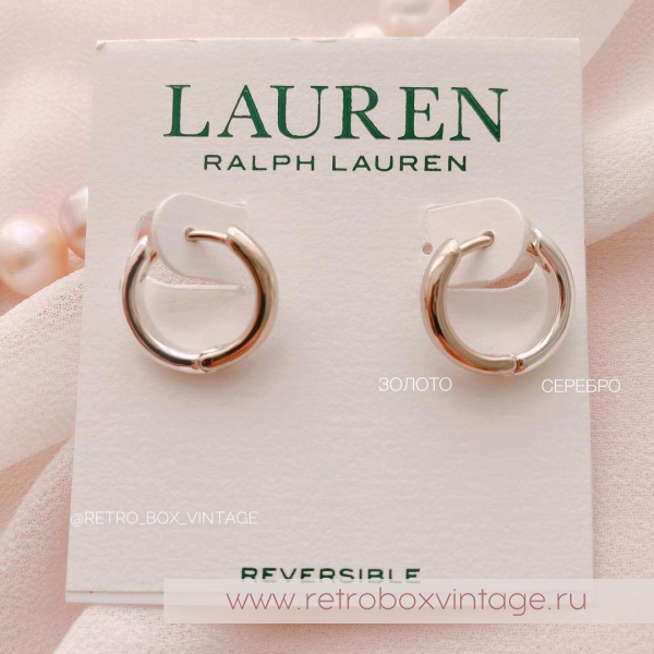 RALPH LAUREN / LAUREN Серьги двусторонние «Мини-кольца: золото-серебро»