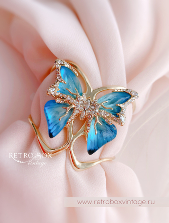 ALEXIS BITTAR Браслет-каф "Голубая бабочка" Коллекция Jardin mysteré azure blue