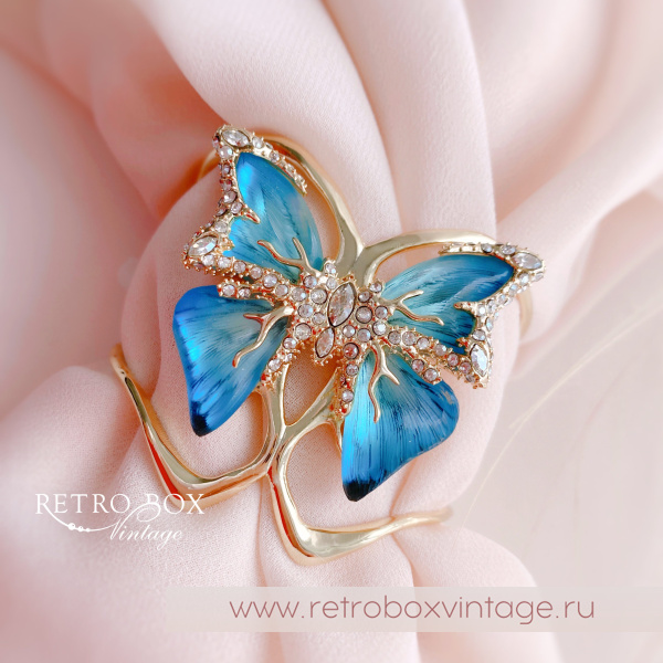 ALEXIS BITTAR Браслет-каф "Голубая бабочка" Коллекция Jardin mysteré azure blue