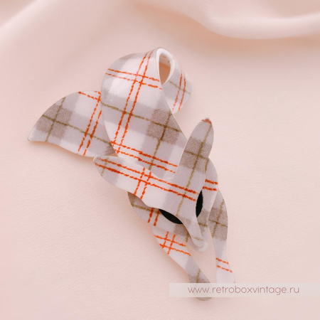 LEA STEIN Брошь «Лиса в клеточку: шотландка»