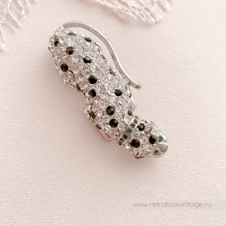 KENNETH J LANE for AVON Брошь «Кристальный леопард с зелеными глазами»