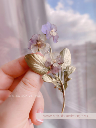 MICHAEL MICHAUD Брошь «Анютины глазки: три цветка» коллекция Pansies (уценка)