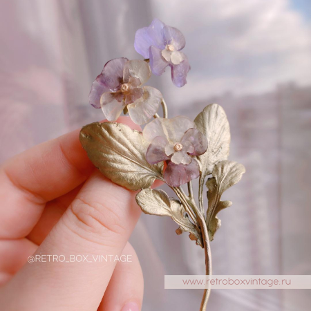 MICHAEL MICHAUD Брошь «Анютины глазки: три цветка» коллекция "Фиалки"