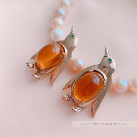 CORO Парные броши «Пингвины»